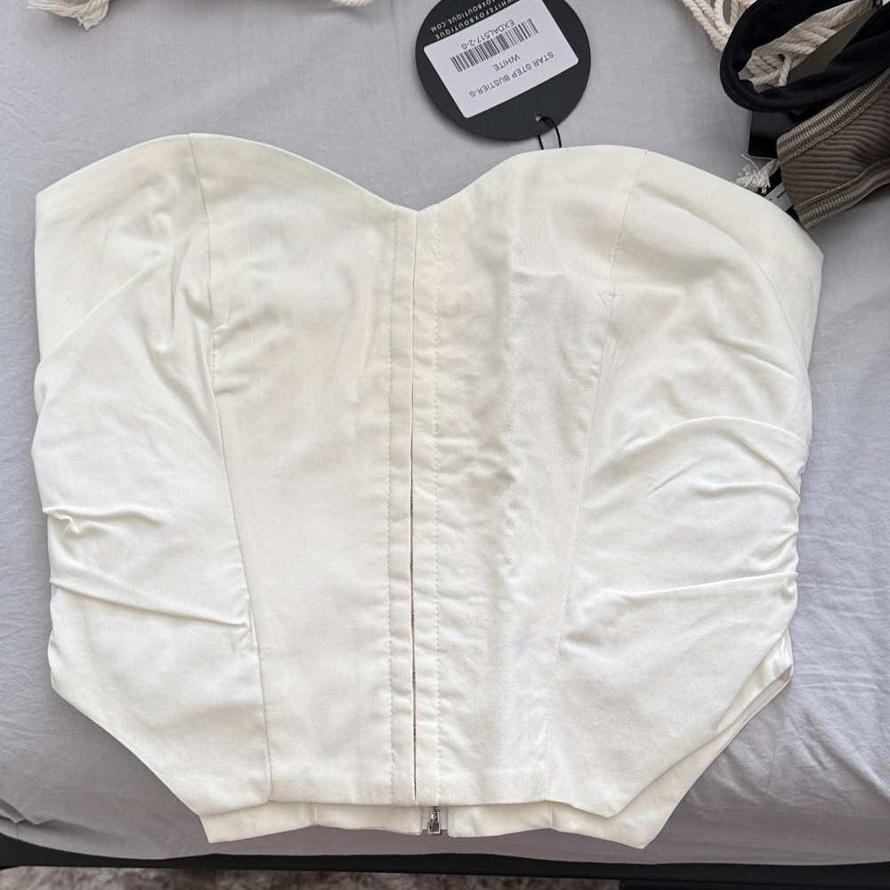 Strapless White Corset Top Dress